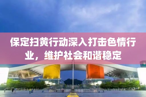 保定扫黄行动深入打击色情行业，维护社会和谐稳定