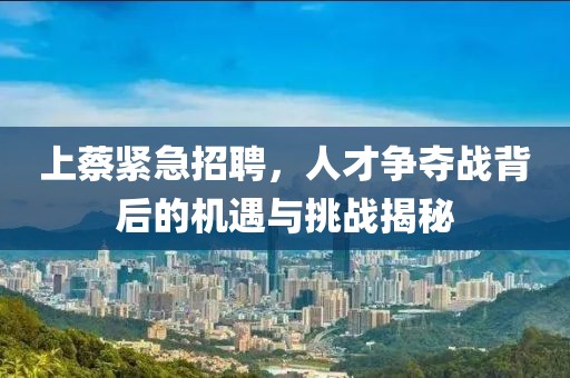 上蔡紧急招聘，人才争夺战背后的机遇与挑战揭秘