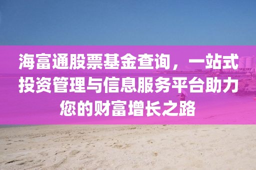 海富通股票基金查询，一站式投资管理与信息服务平台助力您的财富增长之路