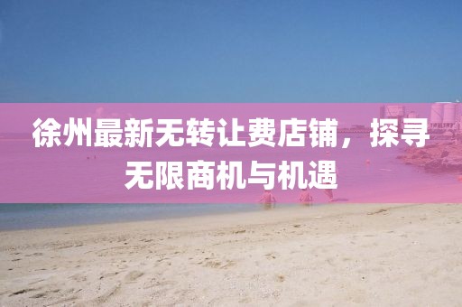 徐州最新无转让费店铺，探寻无限商机与机遇