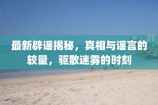 最新辟谣揭秘，真相与谣言的较量，驱散迷雾的时刻
