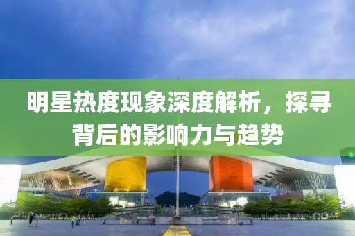 明星热度现象深度解析，探寻背后的影响力与趋势