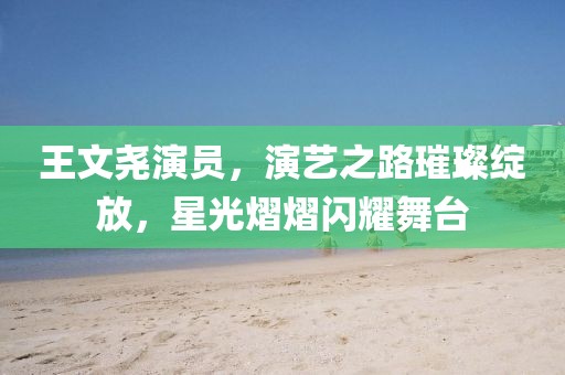 王文尧演员，演艺之路璀璨绽放，星光熠熠闪耀舞台
