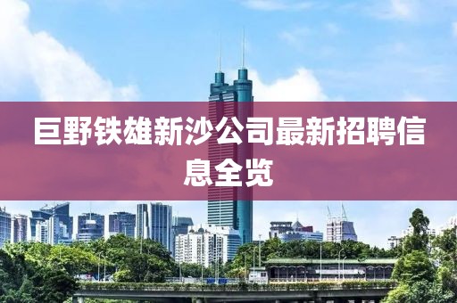 巨野铁雄新沙公司最新招聘信息全览