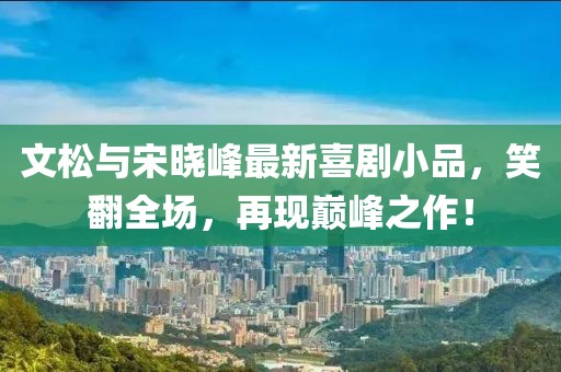 文松与宋晓峰最新喜剧小品，笑翻全场，再现巅峰之作！