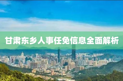 甘肃东乡人事任免信息全面解析