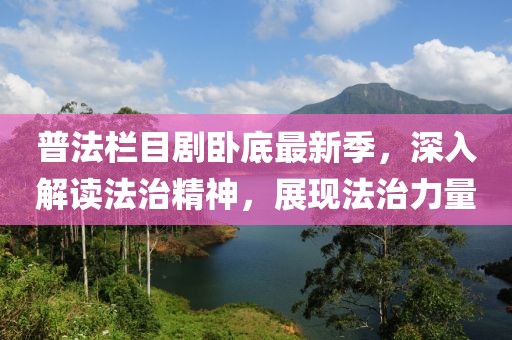 普法栏目剧卧底最新季，深入解读法治精神，展现法治力量
