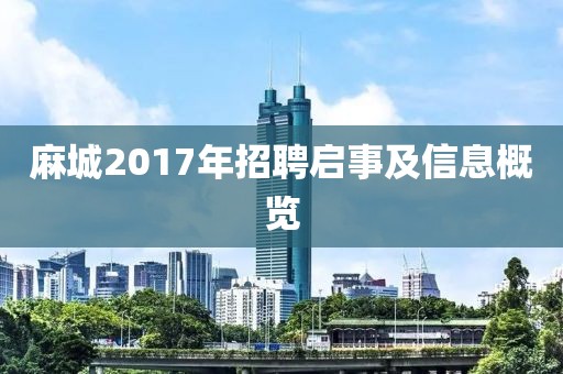 麻城2017年招聘启事及信息概览