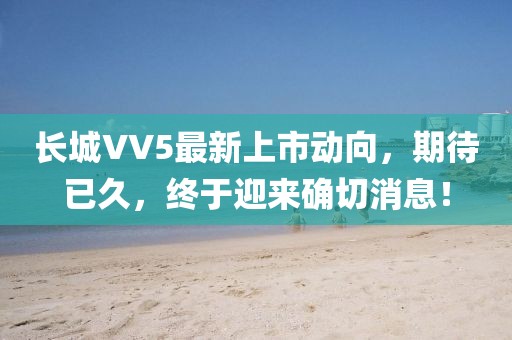 长城VV5最新上市动向,期待已久,终于迎来确切消息!