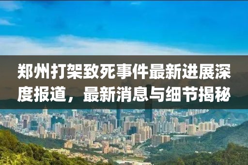 郑州打架致死事件最新进展深度报道,最新消息与细节揭秘
