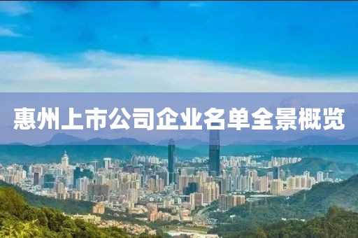惠州上市公司企业名单全景概览