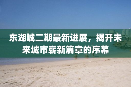 东湖城二期最新进展，揭开未来城市崭新篇章的序幕