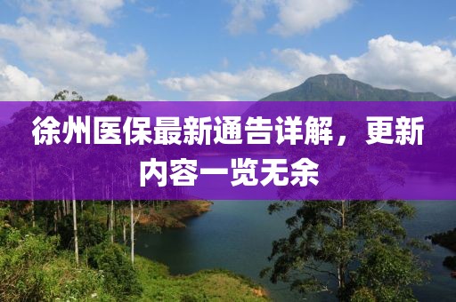 徐州医保最新通告详解，更新内容一览无余