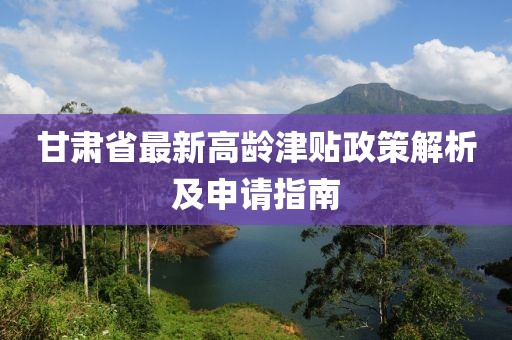 甘肃省最新高龄津贴政策解析及申请指南